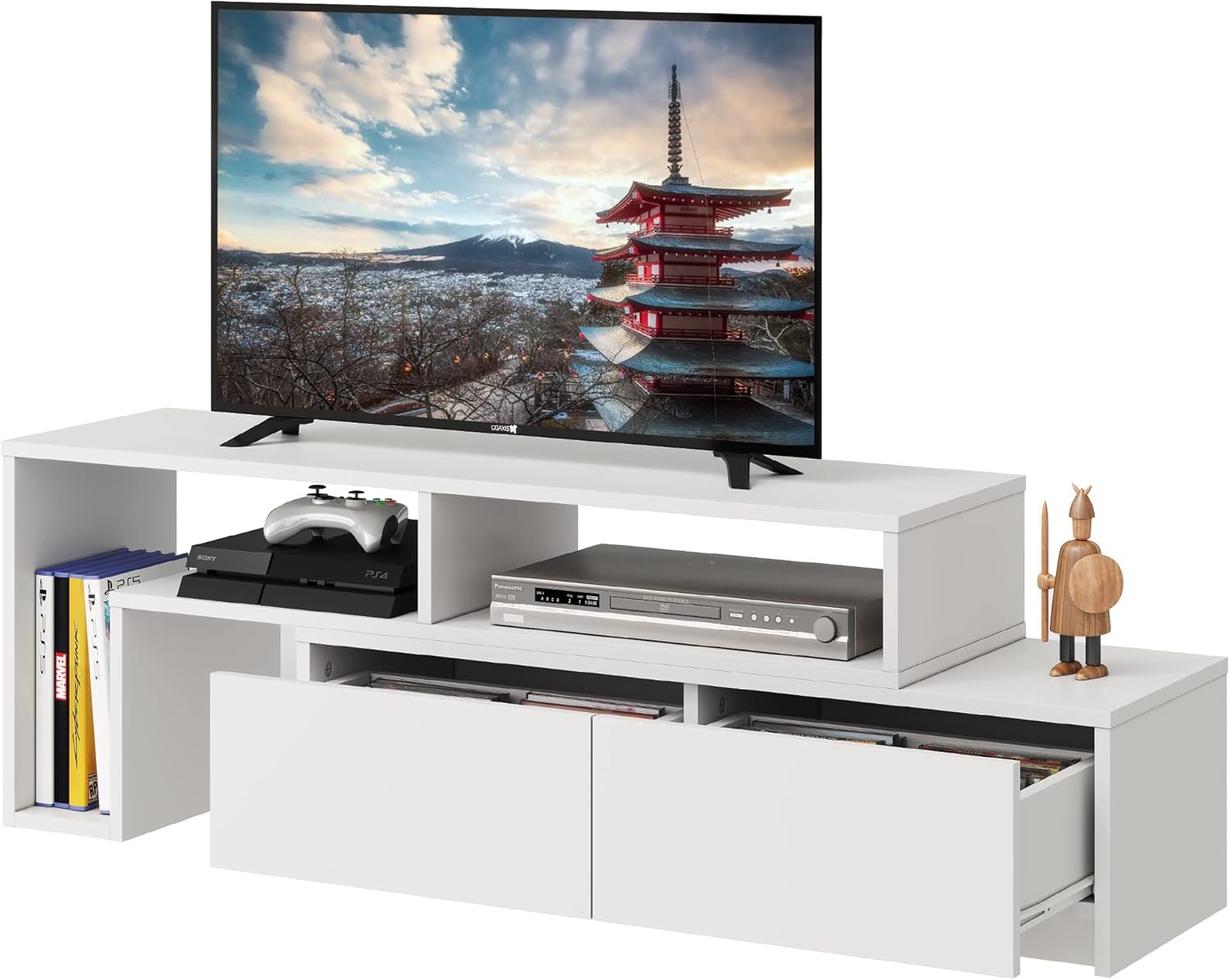 テレビ台 テレビボード ローボード 伸縮 角度自由 コーナー 左右レイアウト 42 32インチ 省スペース 引き出し 収納 耐荷重60kg 北欧 おしゃれ ホワイト