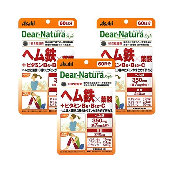 3個セット アサヒ ディアナチュラスタイル ヘム鉄×葉酸 +ビタミンB6・B12・C
