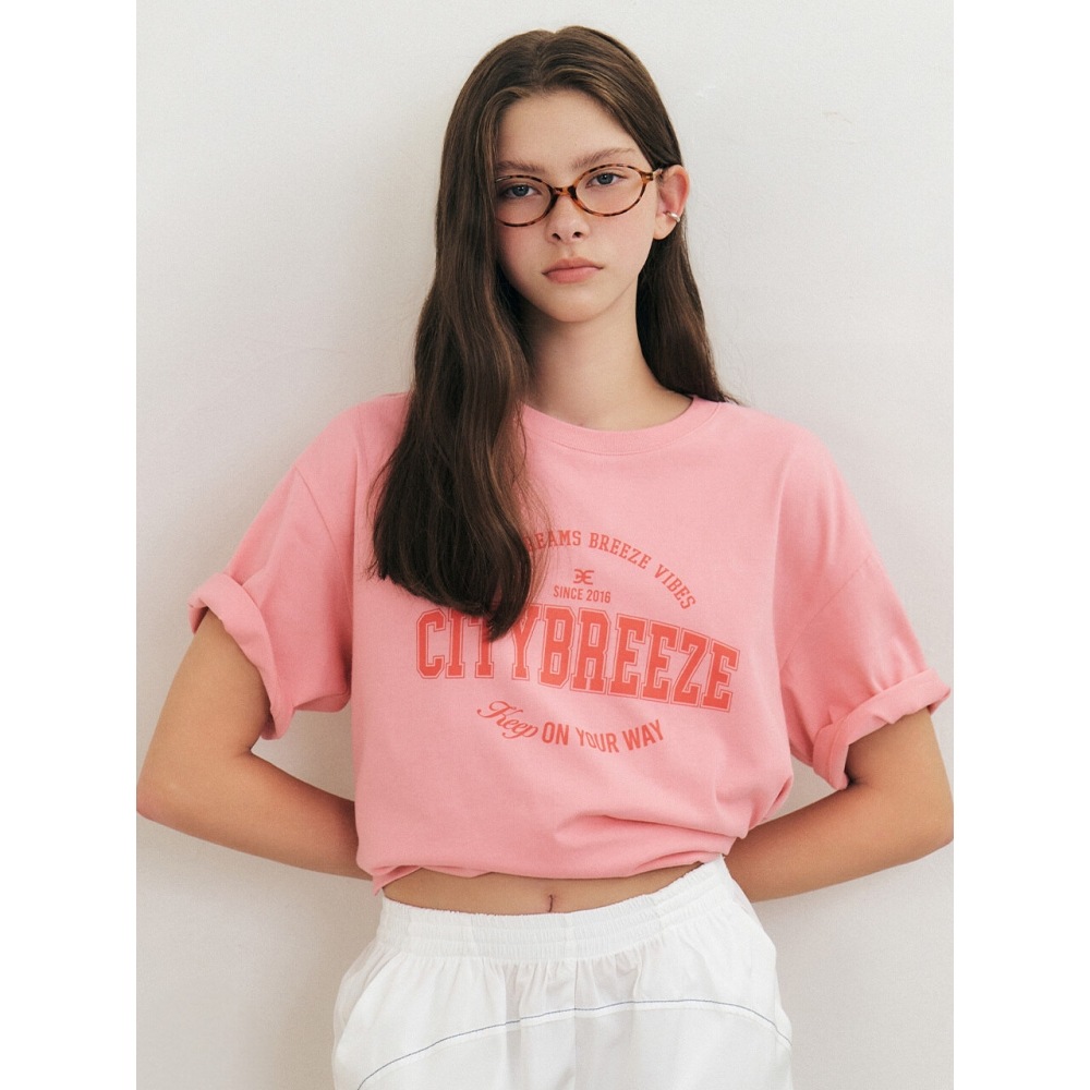 CITYBREEZE サークルレタリングショートスリーブ T シャツピンク