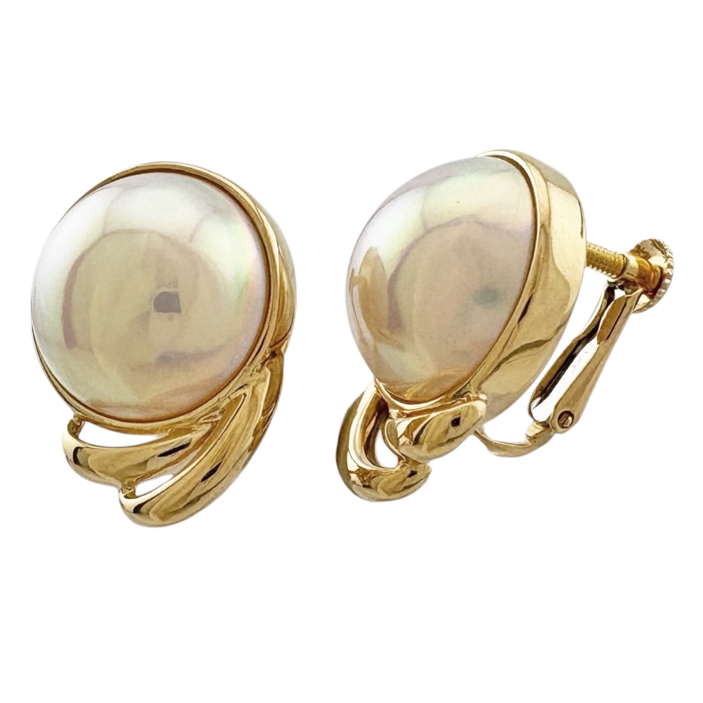 タサキ イヤリング 18金 K18イエローゴールド マベパール TASAKI 中古 美品
