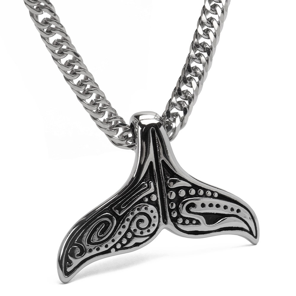 ステンレス ホエールテールネックレス [n1099]
