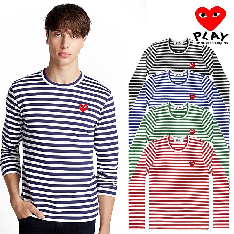 国内発送 / 正規品【COMME des GARCONS】 PLAY RED HEART ボーダーTシャツ 長袖 カットソー　メンズ 11,622円