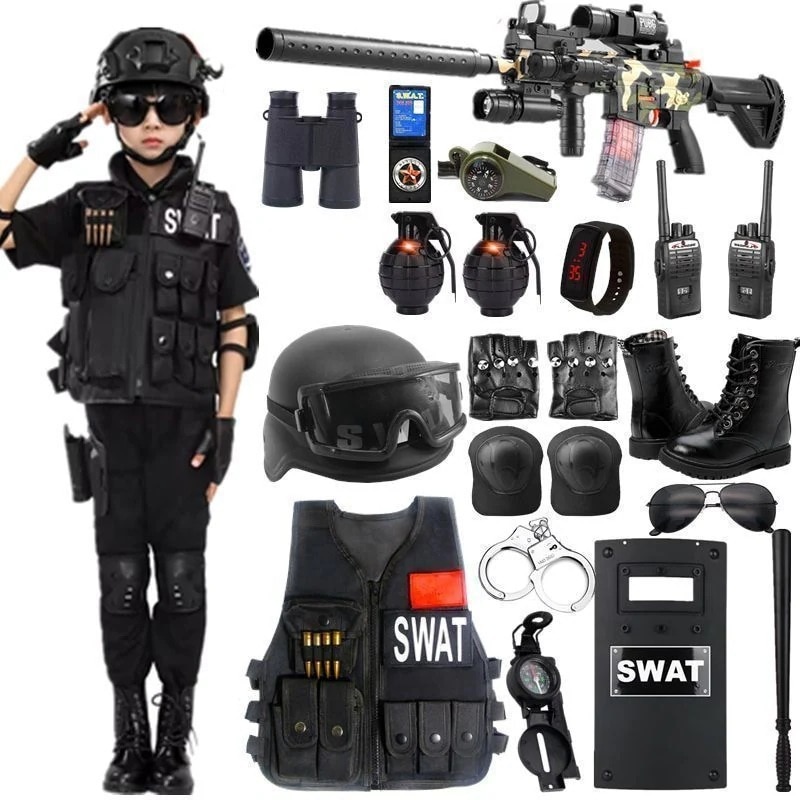 子供用おもちゃの銃セット男の子のシミュレーション屋外トレーニング 服長袖と半袖誕生日プレゼント