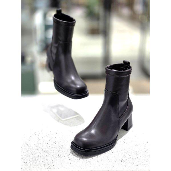 [坡州店] []女性チャンキーヒール起毛スパンアンクルブーツ712546004 7cm [2color]