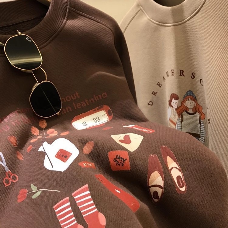 自分の年齢を減らして年齢を減らしますが年齢のトーンではありません！新しい秋と冬の裾のドローストリングプリントプリッシュベルベットプルオーバースウェットシャツ女性用