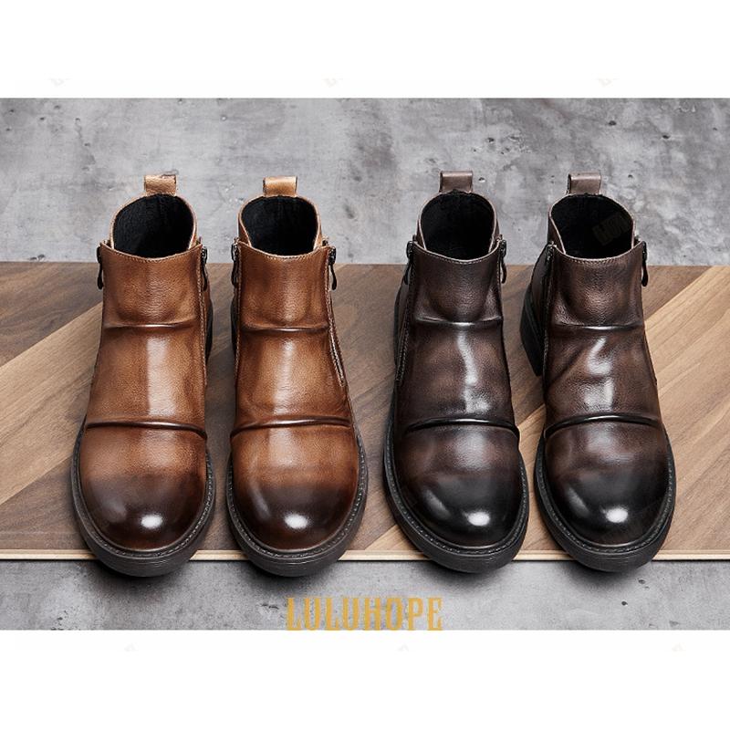メンズ ブーツ メンズブーツ 本革 チェルシーブーツ ドレープ 大きいサイズ 歩きやすい 紳士靴 ショートブーツ ワークブーツ サイドジップ フォーマル 革靴