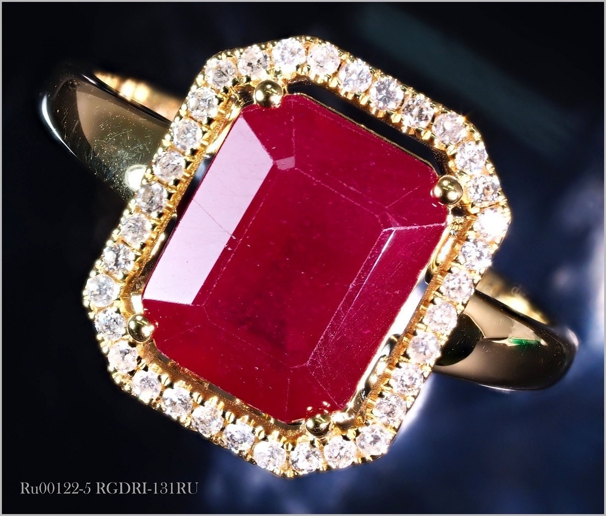 大粒 天然 ダイヤモンド ルビー リング 指輪 4.590ct K18YG 18金 74