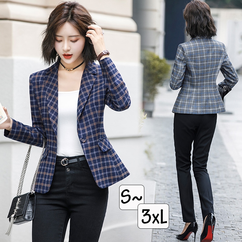 春新作選べる2色グレンチェックジャケットなので春にちょうどいい　テーラードジャケット ブルゾン 5,459円