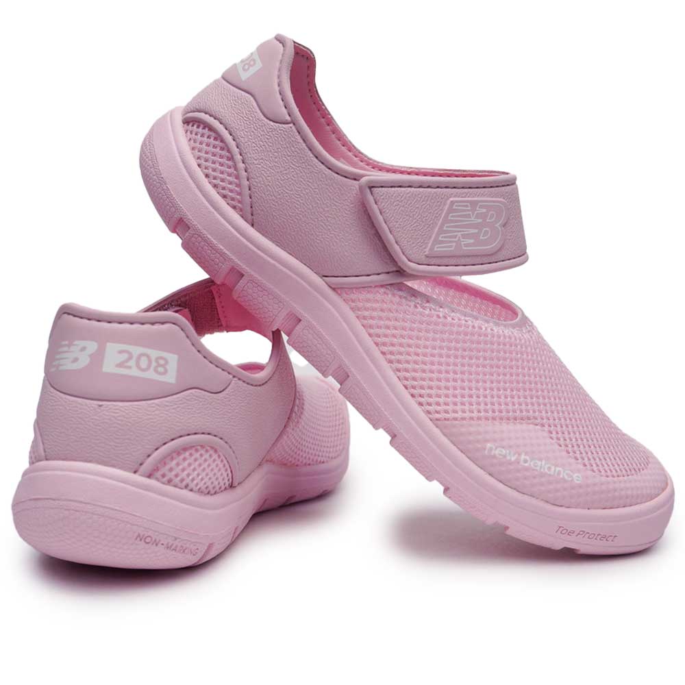 キッズ サンダル YO208 D2 ピンク 子供靴 シンプル マジックテープ メッシュ 通気性 サマーシューズ 水遊び 海水浴