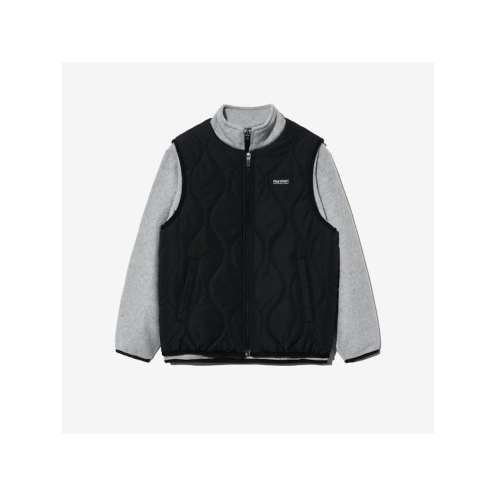 [FILA KIDS] 2 in 1 フリーススウェットシャツベストセット (FK2FTG4201X_BLK) Q0ZFK2FTG4201XBLK
