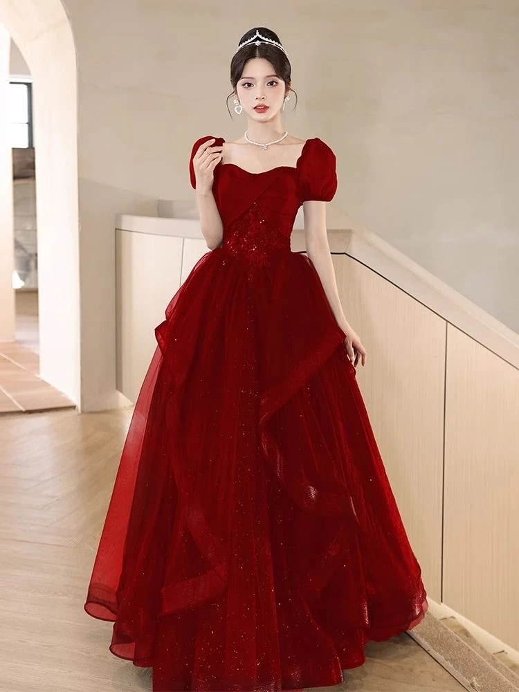 乾杯花嫁 2025 宴会気質結婚式婚約ドレススカート女性が毎日着用可能