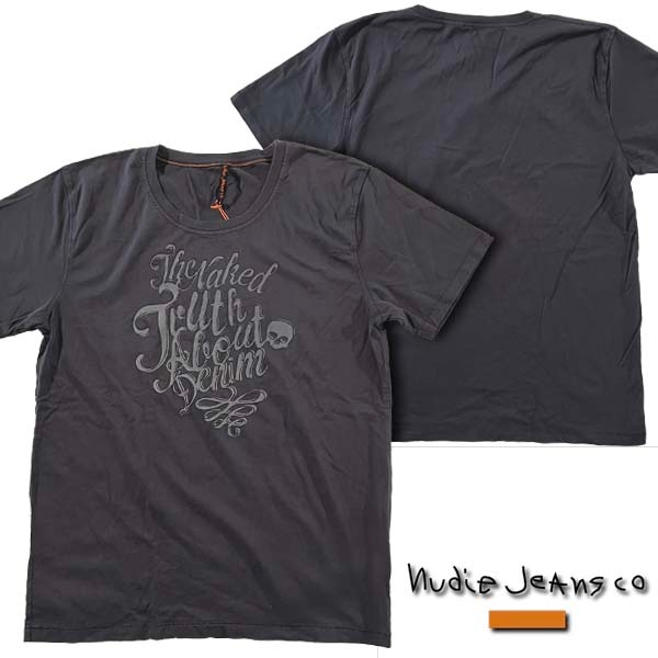 ヌーディージーンズ NUDIE JEANS メンズ Tシャツ THE NAKED TRUTH ブラック 半袖 シャツ ジーンズ ブランド セレブ ファッション