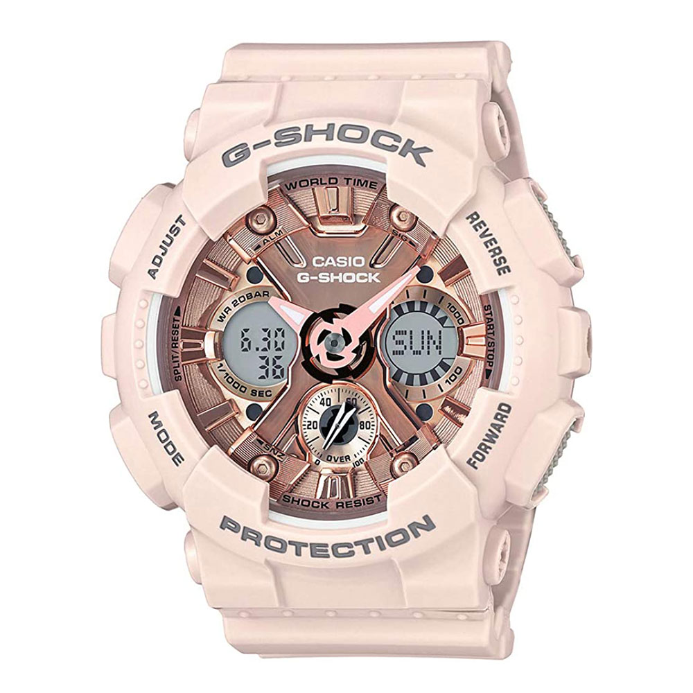 かわいい おしゃれ カジュアル コーデ 日常使い ピンク ベージュ G-SHOCK ジーショック カシオ メンズ レディース ボーイズサイズ アナデジ 腕時計 手表 アウトドア キャンプ 旅行 誕生日