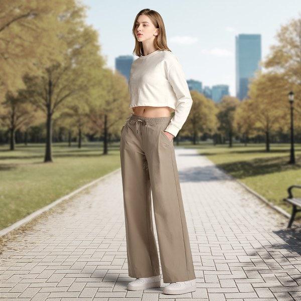 [限定特価] 女性 冬 暖かストレッチフリース ワイドパンツ 長ズボン