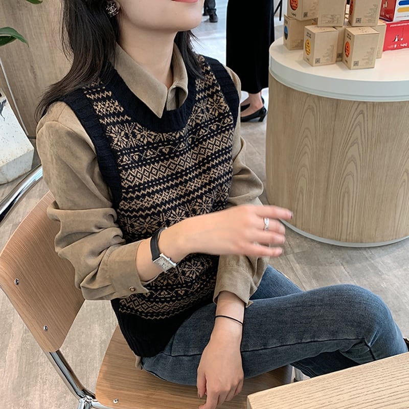 3color レディース トップス ベスト ニットベスト ジレ ジレベスト リブニット