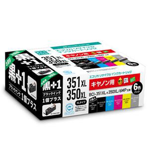 エコリカ ［キヤノン BCI-351XL+350XL/6MP +　BCI-350XLPGBK 互換］リサイクルインクカートリッジ（6色パック） ECIC351XL6PBK