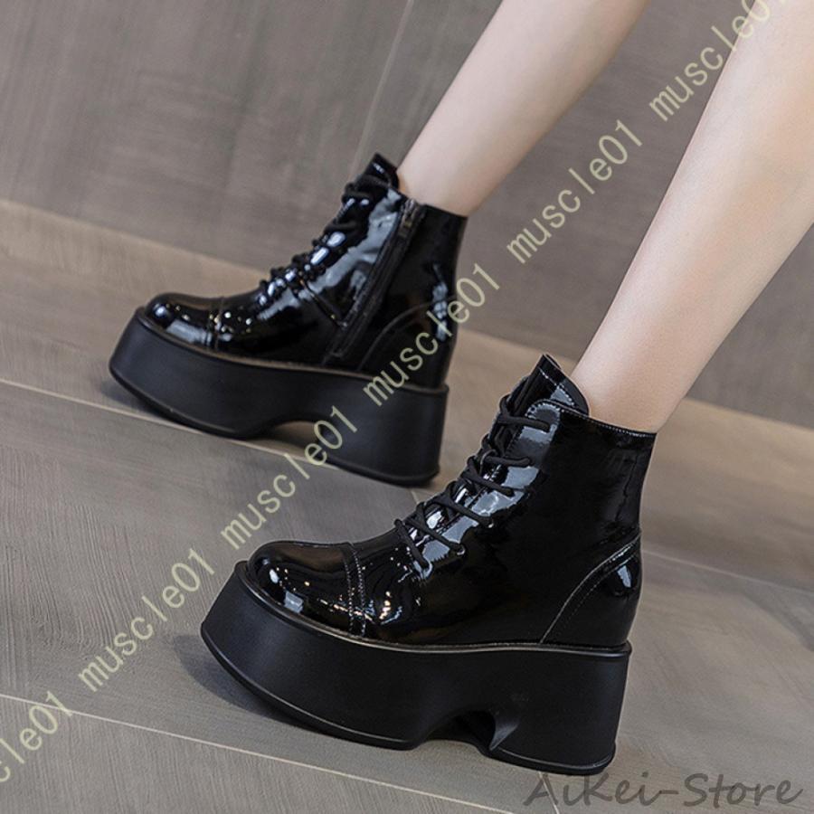 ダンスシューズ ブーツ 編み上げ ジャズダンス ヒップホップ レディース ショートブーツ 厚底 太ヒール サイドジッパー付き レースアップ 編み上げ 黒