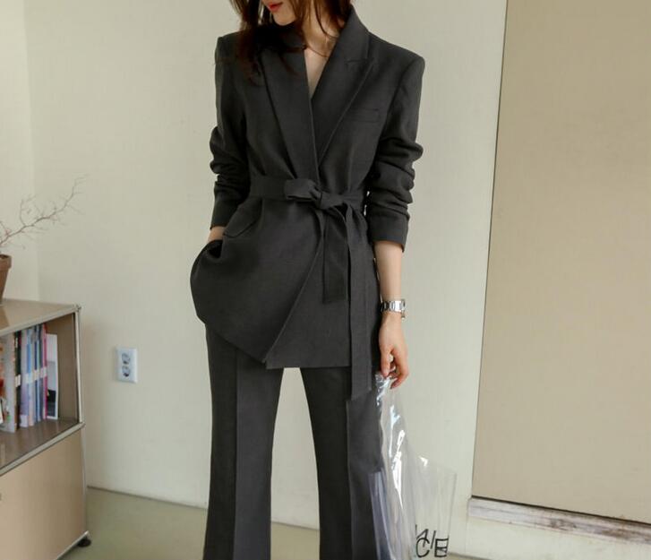 ビジネススーツ レディーススーツ 上下セット 長袖ジャケット スーツセット レディース パンツスーツ ママスーツ フォーマルスーツ 可愛い リクルートスーツ ダークグレー 入学式 卒業式 入園式 通勤