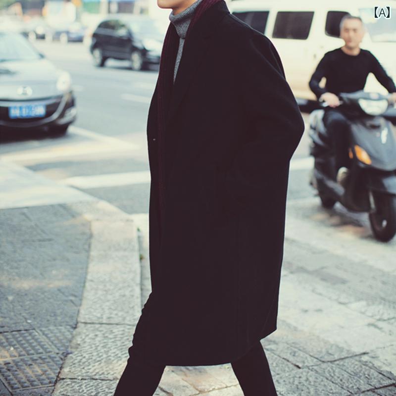 メンズ ファッション 両面 コート 丈 秋冬 韓国 ウール コート 30,574円