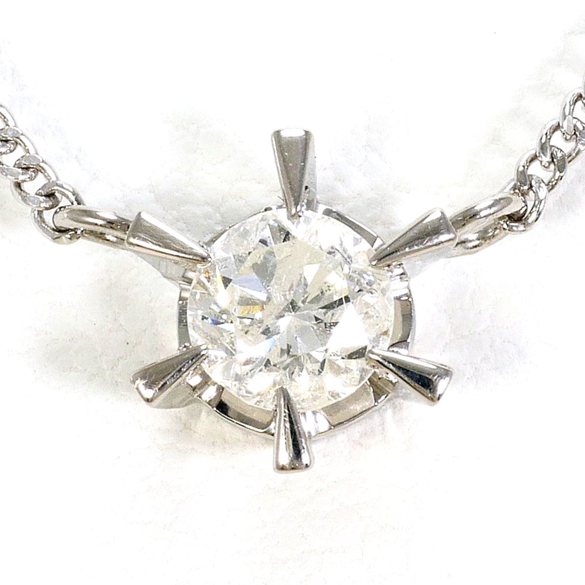 PT850 プラチナ ネックレス ダイヤモンド 0.404ct I1 鑑定書 総重量約2.9g 約41cm 中古