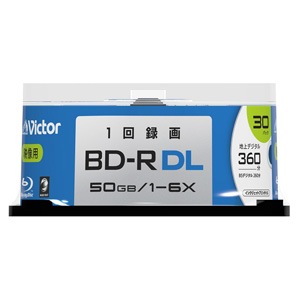 Victor VBR260RP30SJ2 6倍速対応BD-R DL 30枚パック50GB ホワイトプリンタブル VBR260RP30SJ2 5,382円