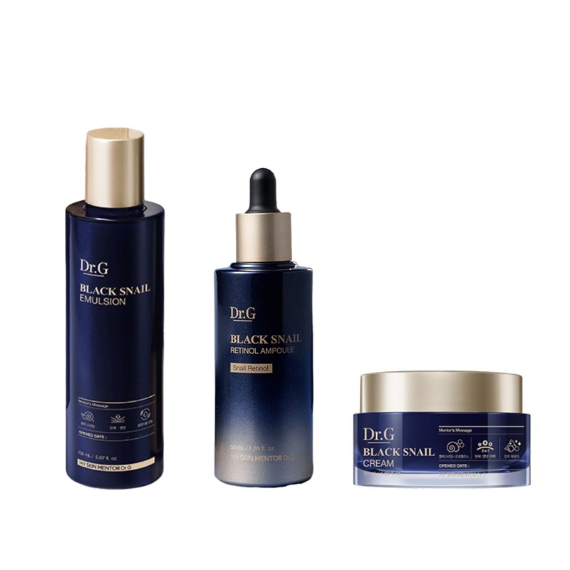 [ブラックスネイル3点セット]トナー150ml+RETINOLアンプル50ml+クリーム50ml／保湿 ハリ感 トーンケア 低刺激 うるおい 敏感肌 弾力感 プレゼント用 スキンケアルーティン