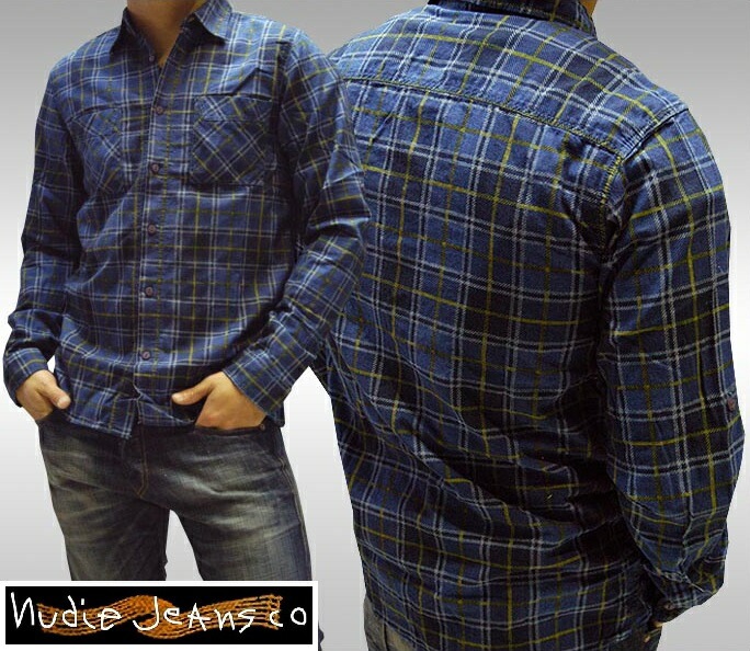 ヌーディージーンズ NUDIE JEANS メンズ シャンブレー チェック シャツ BYRON チェックシャツ ジーンズ ブランド セレブ ファッション サファリ掲載 NUDIEJEANS ヌーディー