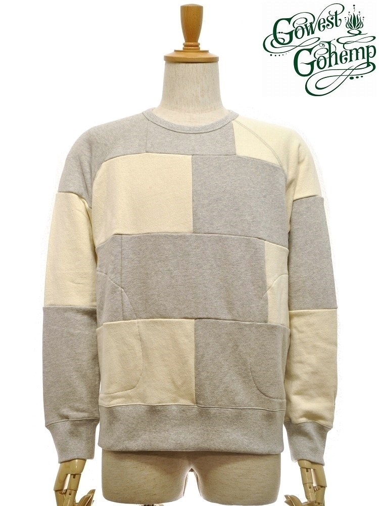 MEN SGOHEMP ゴーヘンプ CREW PK SWEAT クルーPKスウェット H/C TERRY (NATURAL)ヘンプコットンテリーを同系色パッチワーク 10,109円