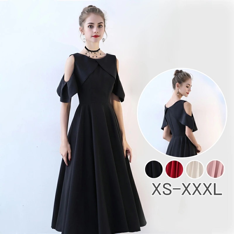 ワンピース 結婚式 パーティードレス フォーマルドレス ドレス 袖あり 袖付き 肩出し お呼ばれ フォーマル 大きいサイズ 服装 大人 服 他と被らない 膝下 上品 半袖 五分袖 20代30代40代