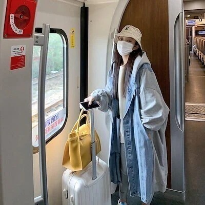 2025中丈デニムジャケット秋ジャケット着やせライダースデニムジャケット