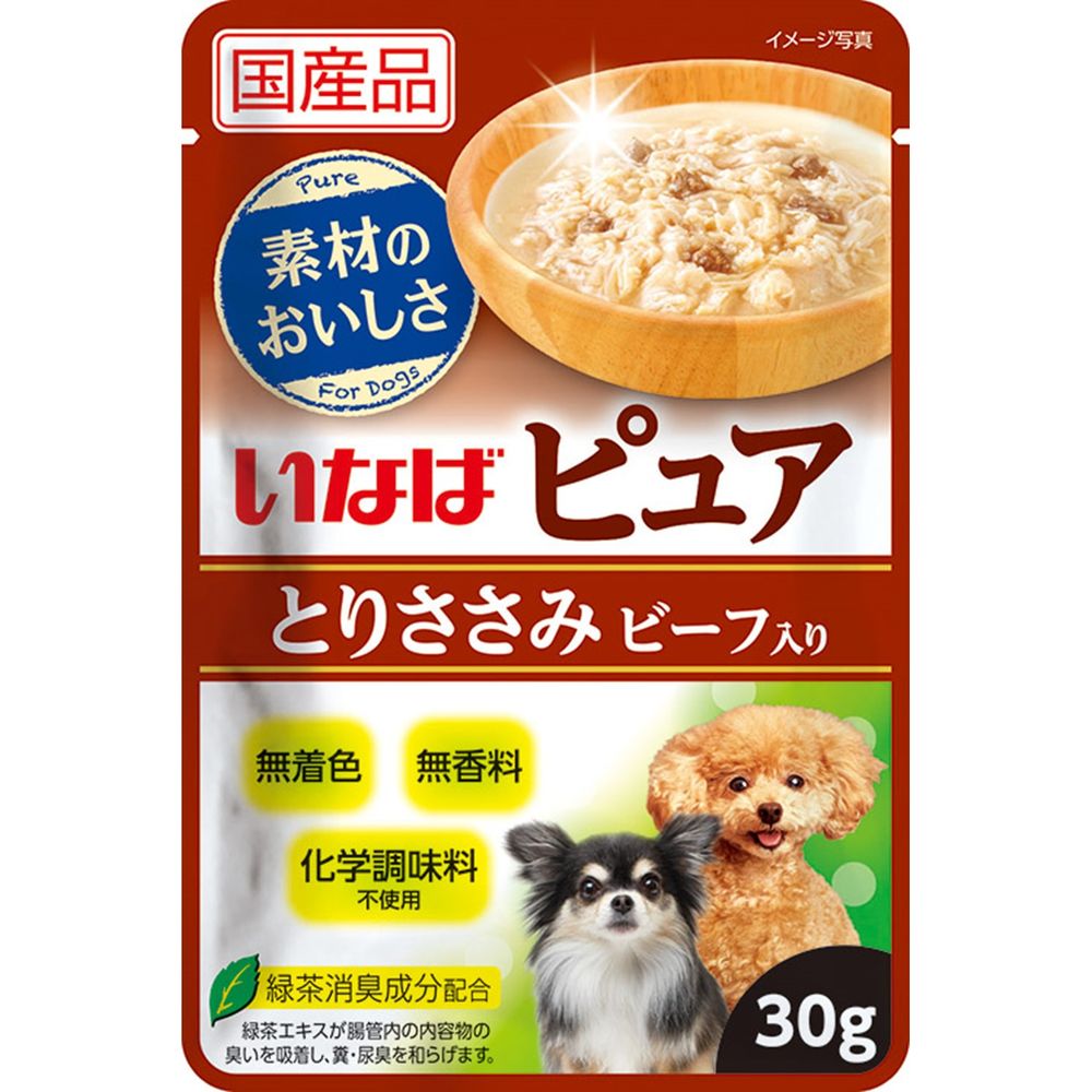 （まとめ買い）いなば ピュアパウチ とりささみ ビーフ入り 30g 犬用フード [x48] 4,640円