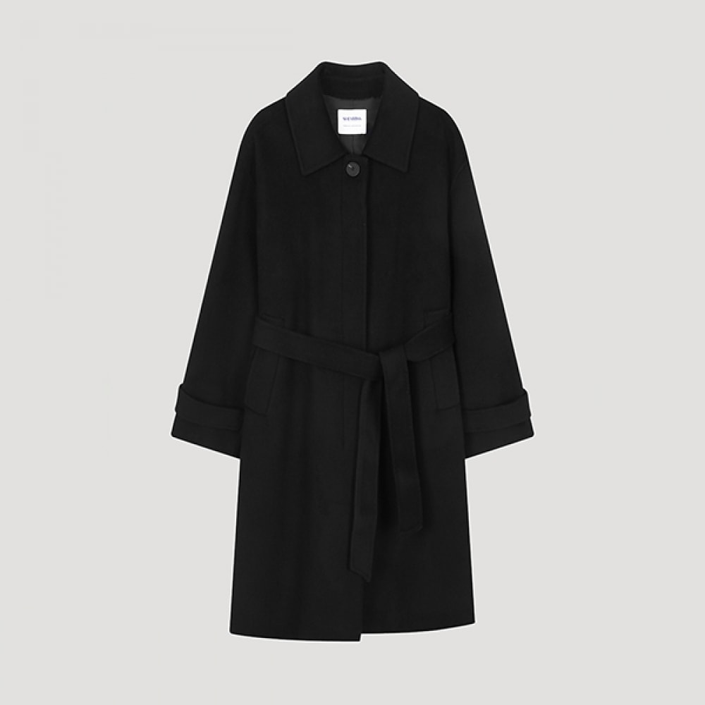 (Shes Miss) ウールブレンドベルト付きハンドメイドコート_SWHCTO42130_BK