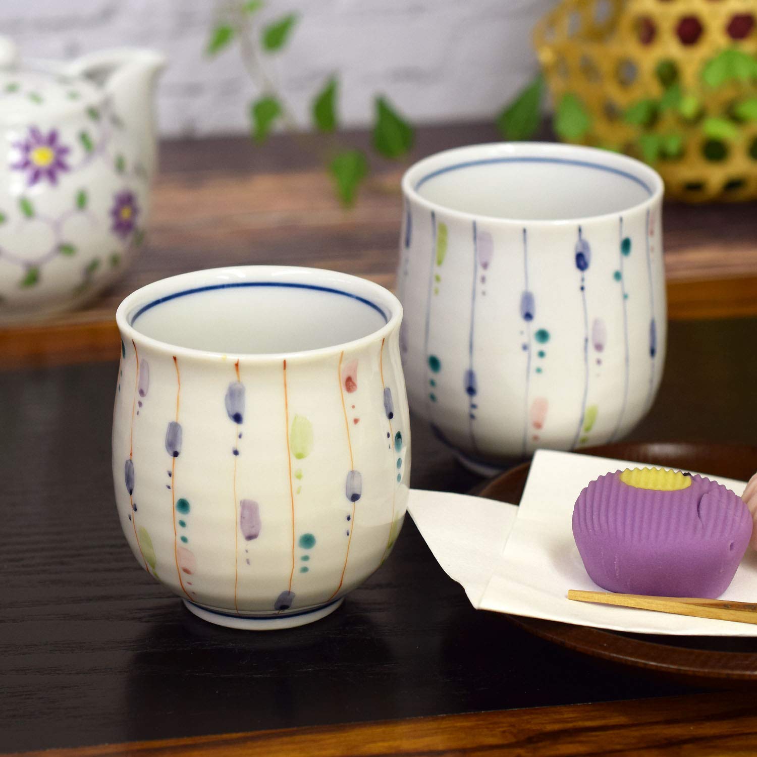 和座の蔵 おしゃれ ペア 湯呑み 九谷焼 夫婦湯呑み 彩十草 陶器 ブランド 和食器 日本製 結婚記念日 還暦祝い 古希祝い 喜寿祝い 傘寿祝い 米寿祝い プレゼント ギフト