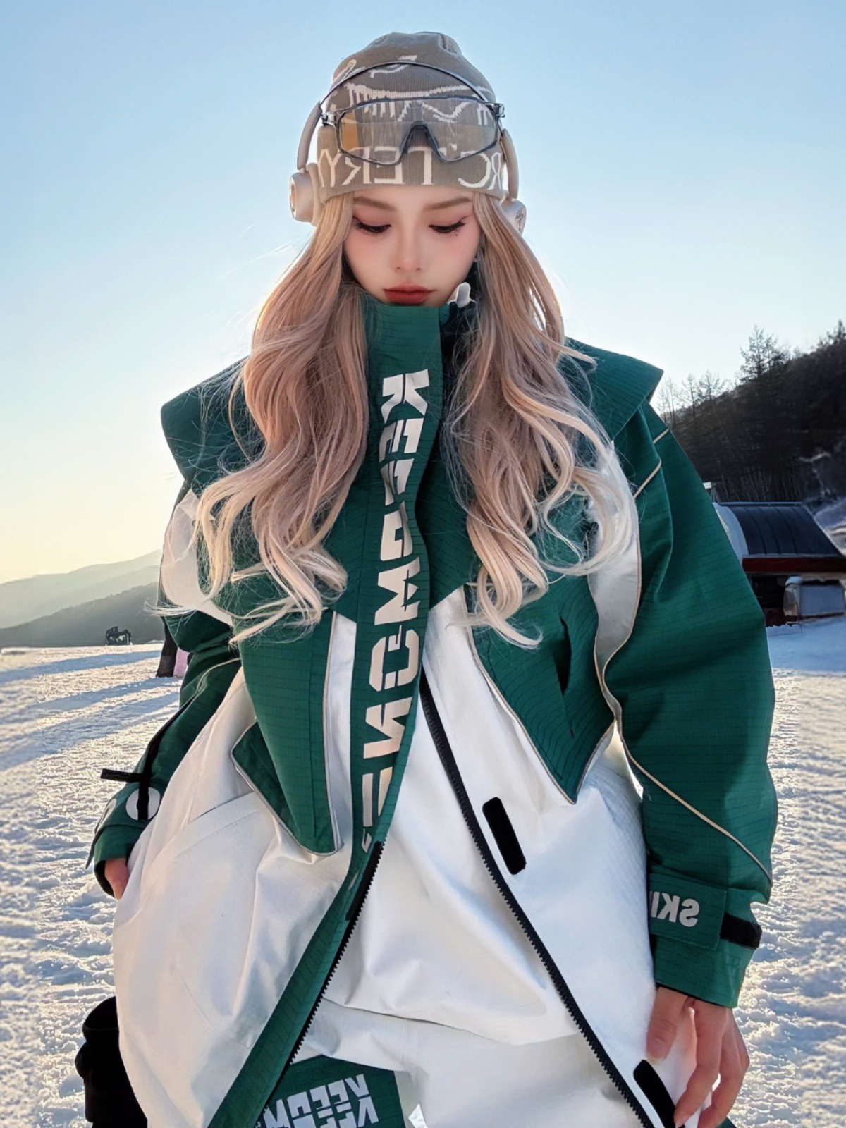 スノボウェア 2025 2026 上下セット 耐水圧20000mm 緑 ブラウン ジャケット パンツ ズボン 韓国風 スノーボードウェア スノーウェア スキーウェア スノボーウェア メンズ レディース