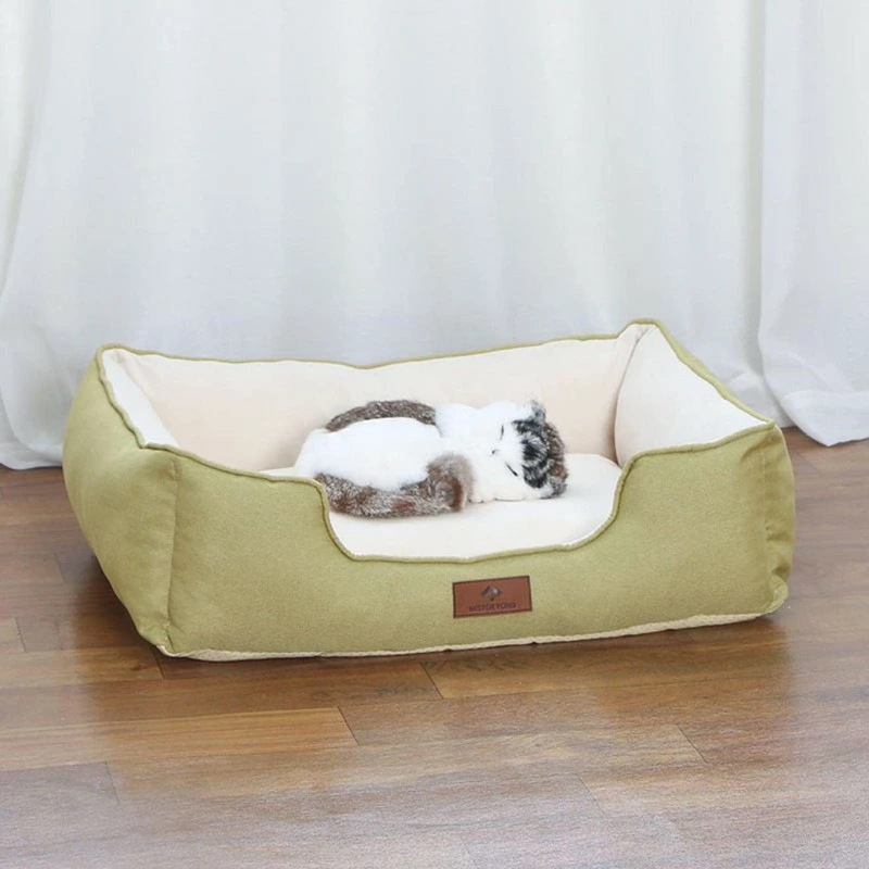 ペットベッド ペットソファー 犬 猫 マット スクエア型 ペットクッション 洗える フランネル 通気性よい イエロー 耐噛み ペット 通気性いいぐっすり眠れる 小型犬 休憩所 柔らか S ふ