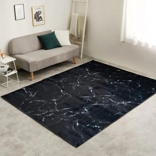 【メーカー直送品】萩原 転写プリントラグ 大理石 約190×240cm ブラック