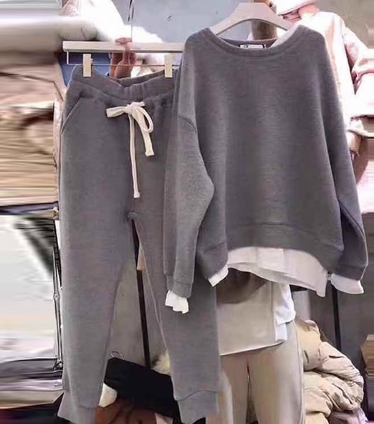 二点セット 上下セット レディース トップス パンツ ボトムス プルオーバー スウェット 部屋着 長袖 ウエストゴム ラフ メンズライク マニッシュ ボーイッシュ 無地 春 秋 10代 20代 30代