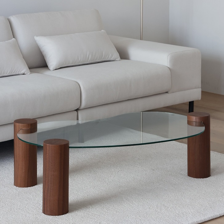 LOFT8 ビーンズテーブルウォールナット 強化ガラス 幅100cm 奥行き63cm 高さ35cm 3タイプ（ブークレ/オーク/ウォールナット）