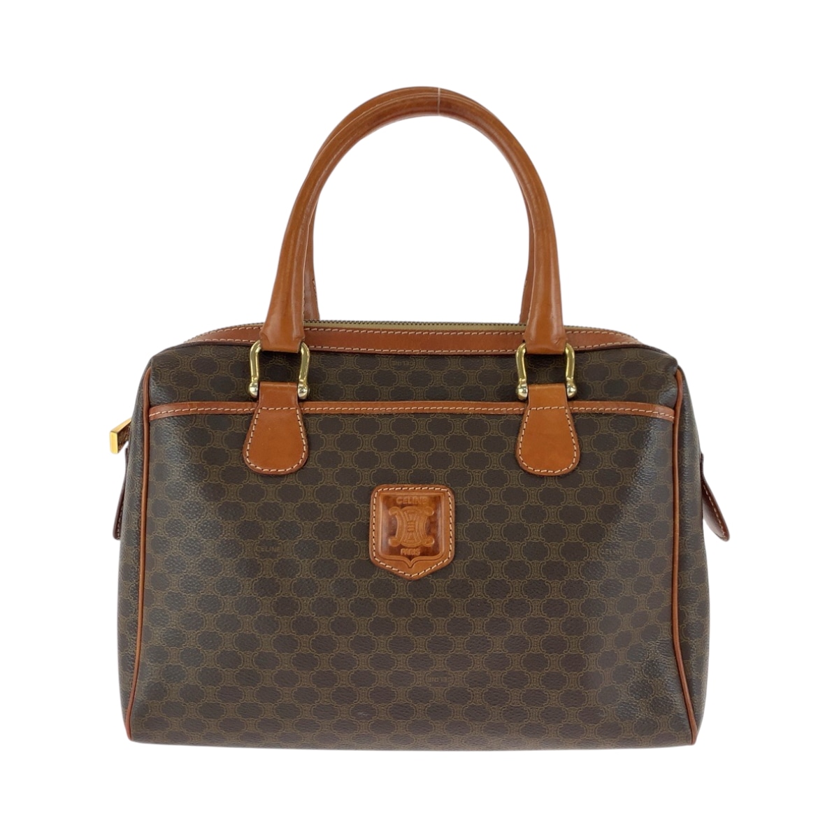 マカダム ブラウン ゴールド金具 PVC ハンドバッグ レディース 502094