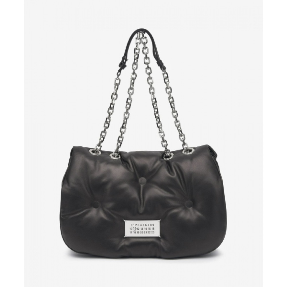 MAISON MARGIELA ミディアムグラムスラムフラップショルダーバッグ-ブラック/S56WG0169P4300T8013