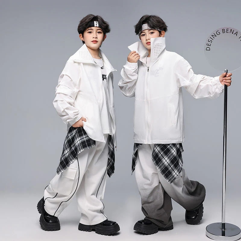 街のダンスの子供のファッション服の男の子のhiphopの出演服のヒップホップのファッションのブランドのかっこいいジャケットの子供のフレームの演技服