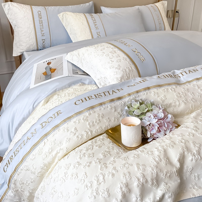 軽量贅沢欧風純綿4点セット100 S全綿刺繍布団カバーシーツ高級感ベッド笠寝具 8,806円