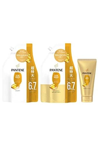 エクストラダメージ シャンプー・コンディショナー詰め替えセット・洗い流すトリートメント 切れ毛・枝毛等のダメージに