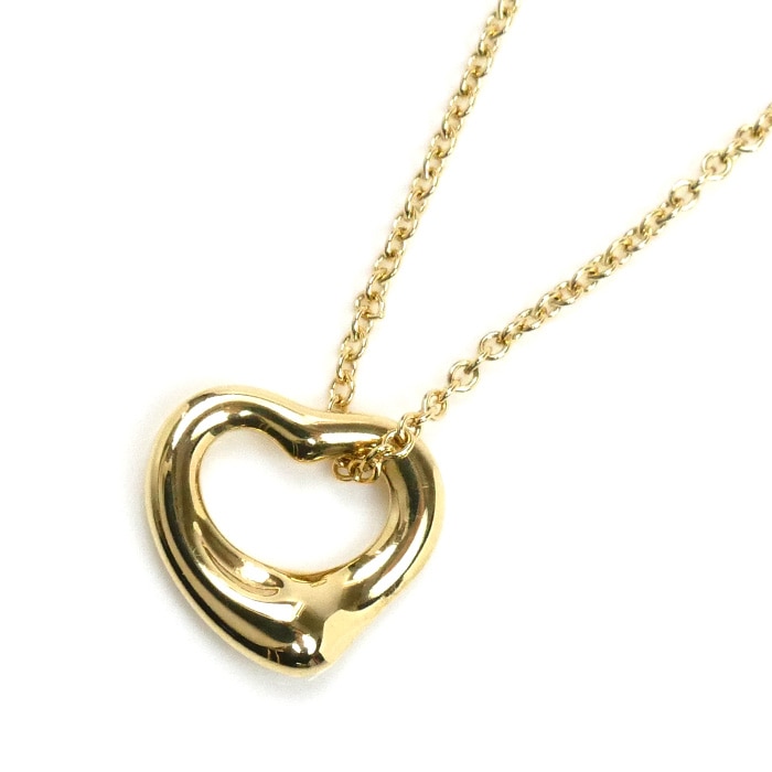 TIFFANY&Co. ティファニー K18YG イエローゴールド オープンハート ネックレス 3.1g 41cm レディース 中古