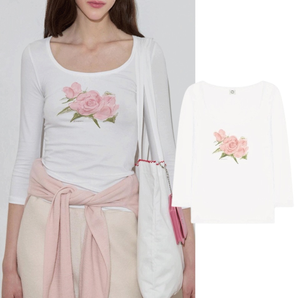 24FW Rose Graphic Slim T-Shirt