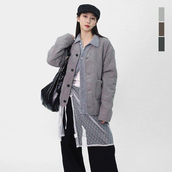 男女共用カジュアルノーカラーウェーブキルティングジャケット起毛裏地キルティングアウターSXR045