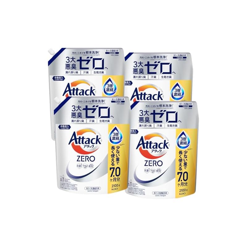 アタック 【ケース販売】ZERO 液体史上 最高の清潔力無菌レベルの消臭力 詰め替え 2100ｇ×4個