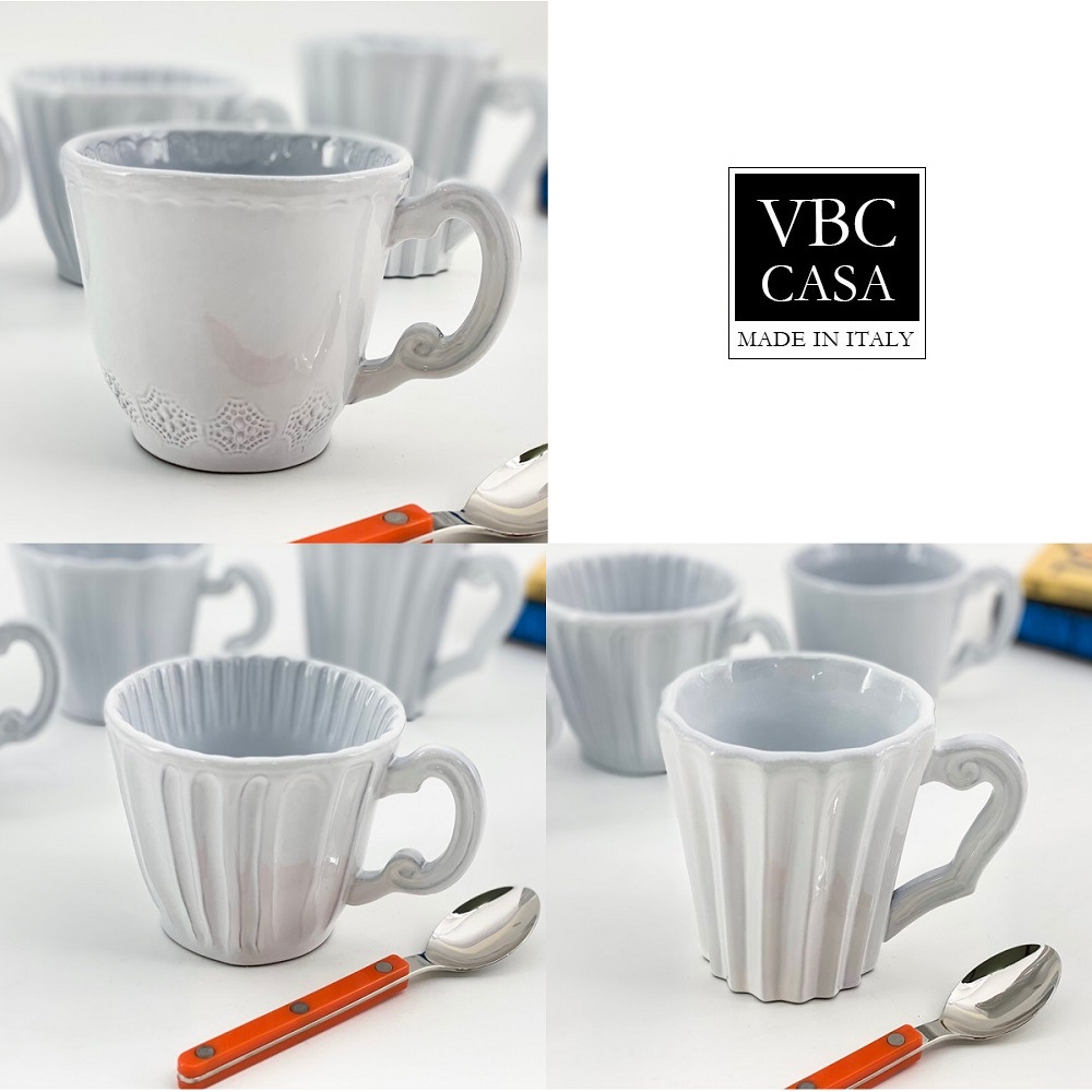 [VBC CASA] Incanto Lace/Stripe/Pleated Mug マグカップ 食器セット 韓国人気 家の贈り物 誕生日プレゼント キッチン用品 陶器 高級インテリア