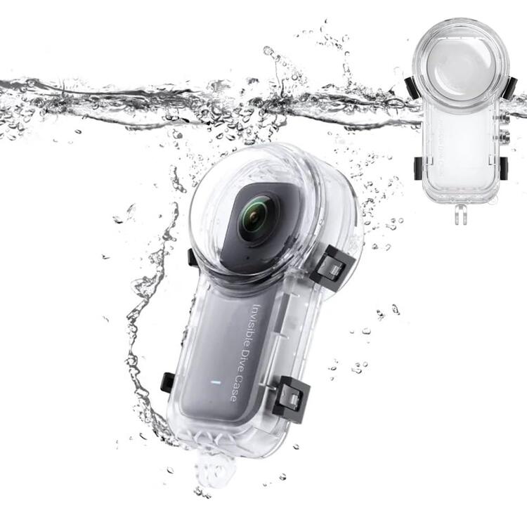 Insta360 X3/ X4対応機種選択 PC素材 防水ケース アダプタ ネジ ネジスパナ 4点セット 防水ハウジングケース 防水シェル ダイビング保護カバー 密閉カバー クリア ハードケース