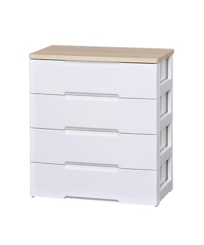 アイリスオーヤマ チェスト ラクラク引出し 木天板 4段 日本製 幅73*奥行41.5*高さ81cm 8,291円